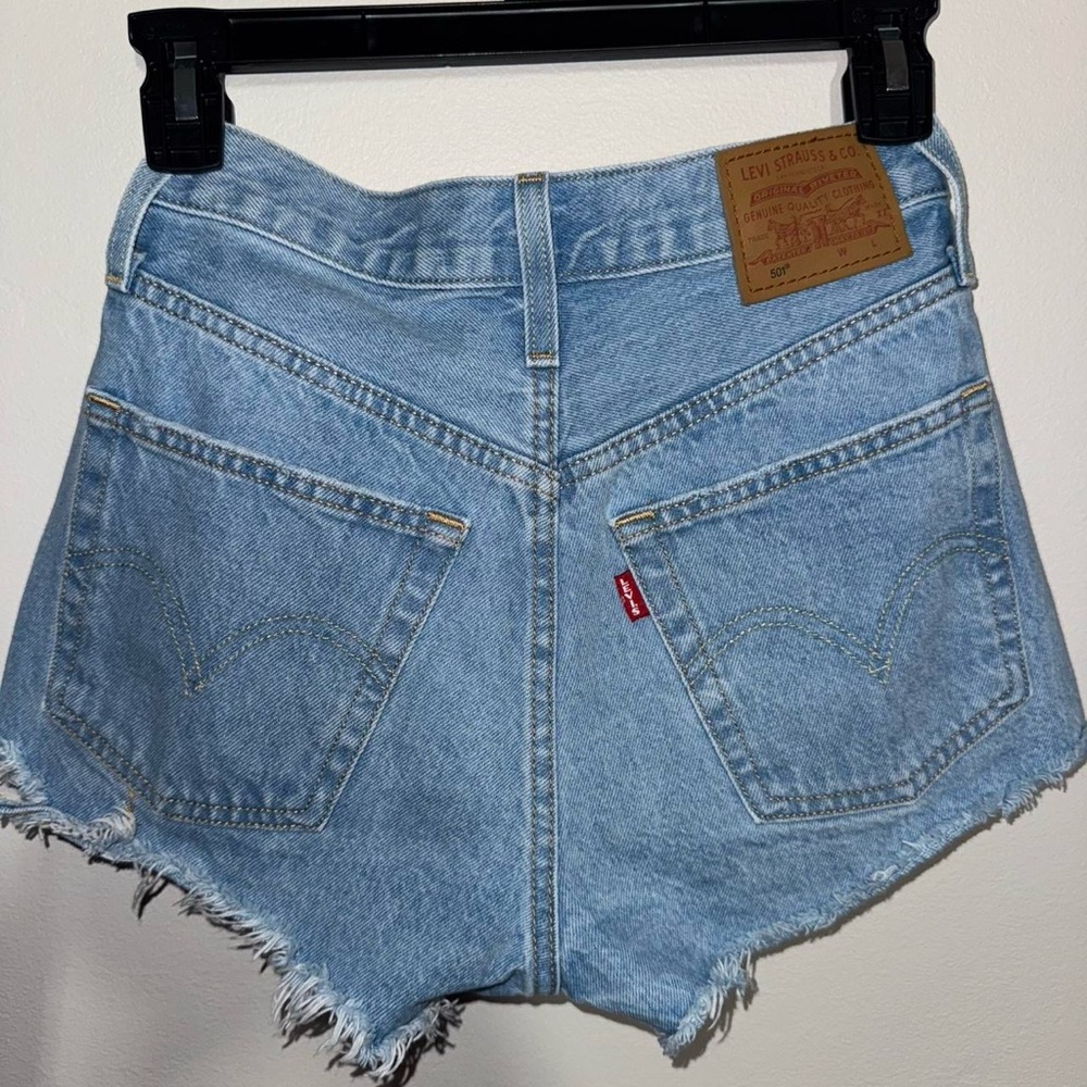 Levi's Blue Jean Shorts High-Waisted Frayed Hem